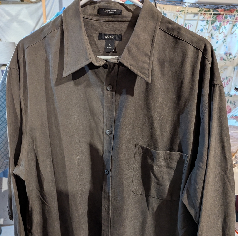 Alfani Men's Button-Up Shirt - Dark Olive XL